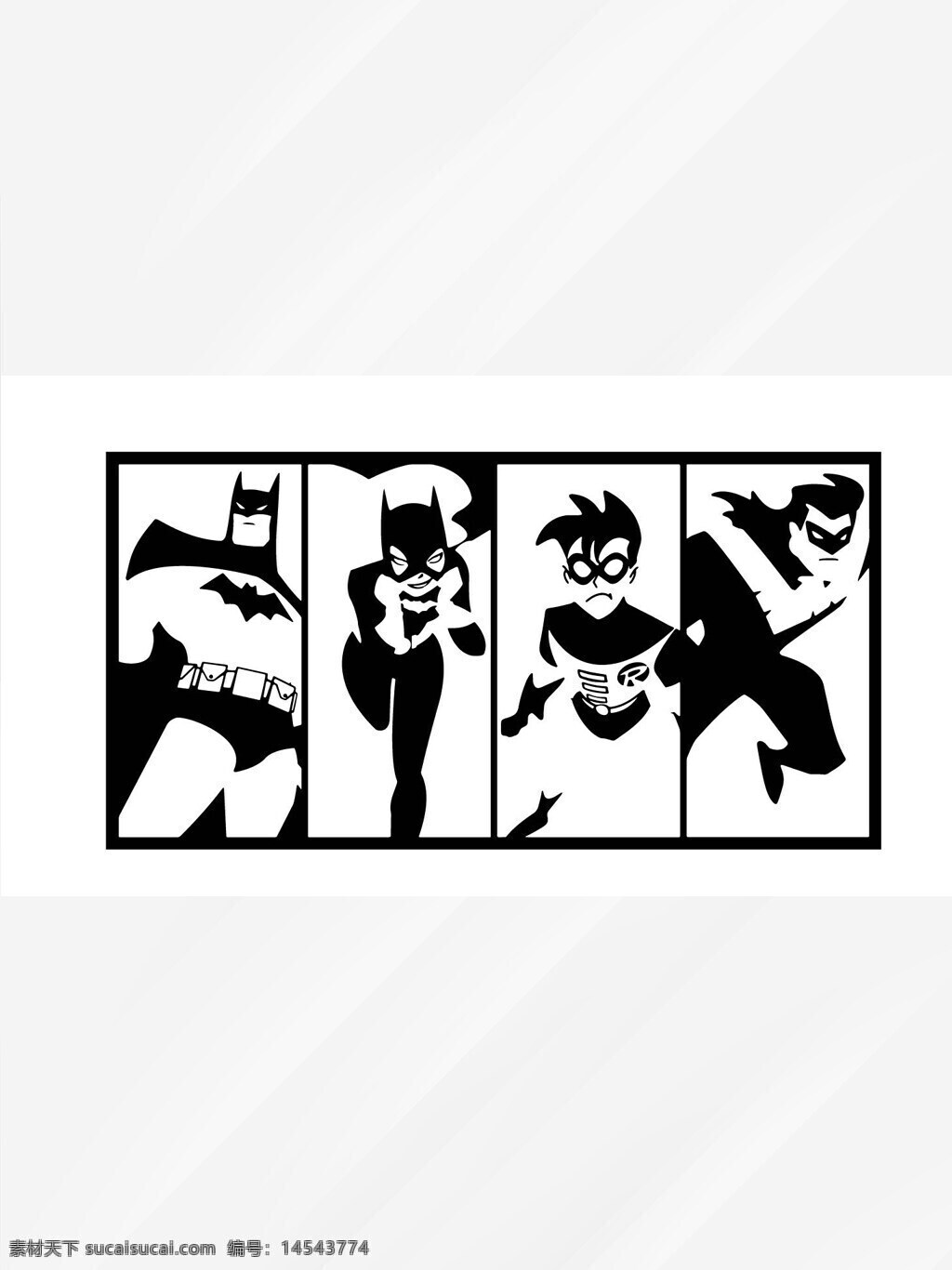 卡通 剪影 英雄 超人 蝙蝠侠 闪电侠 超级英雄