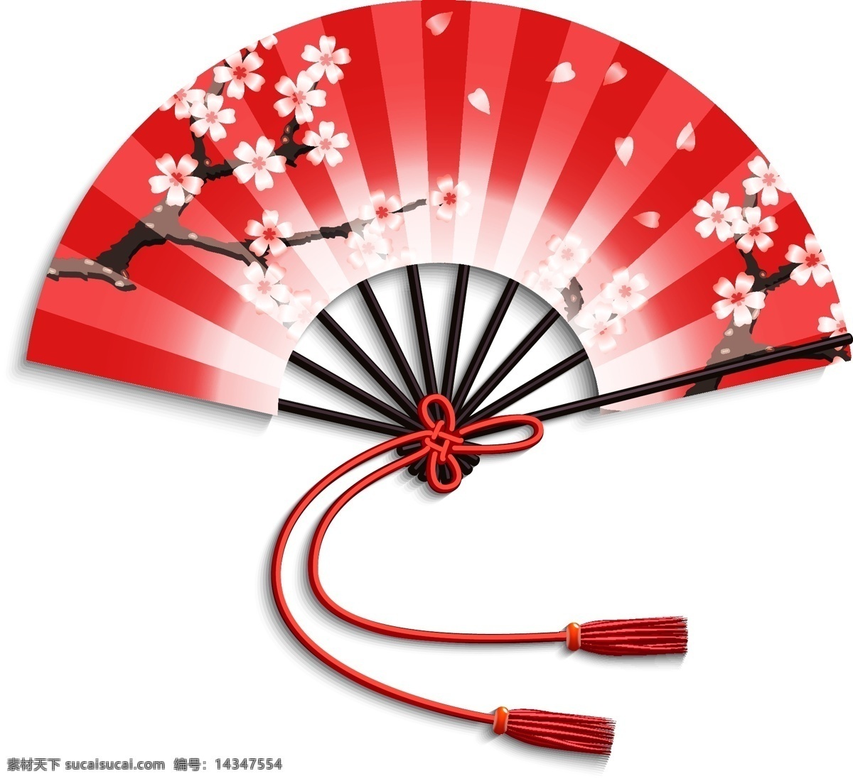 日式 和風(fēng) 紅色 折扇 矢量 背景 優(yōu)雅 櫻花 矢量素材 中國風(fēng)