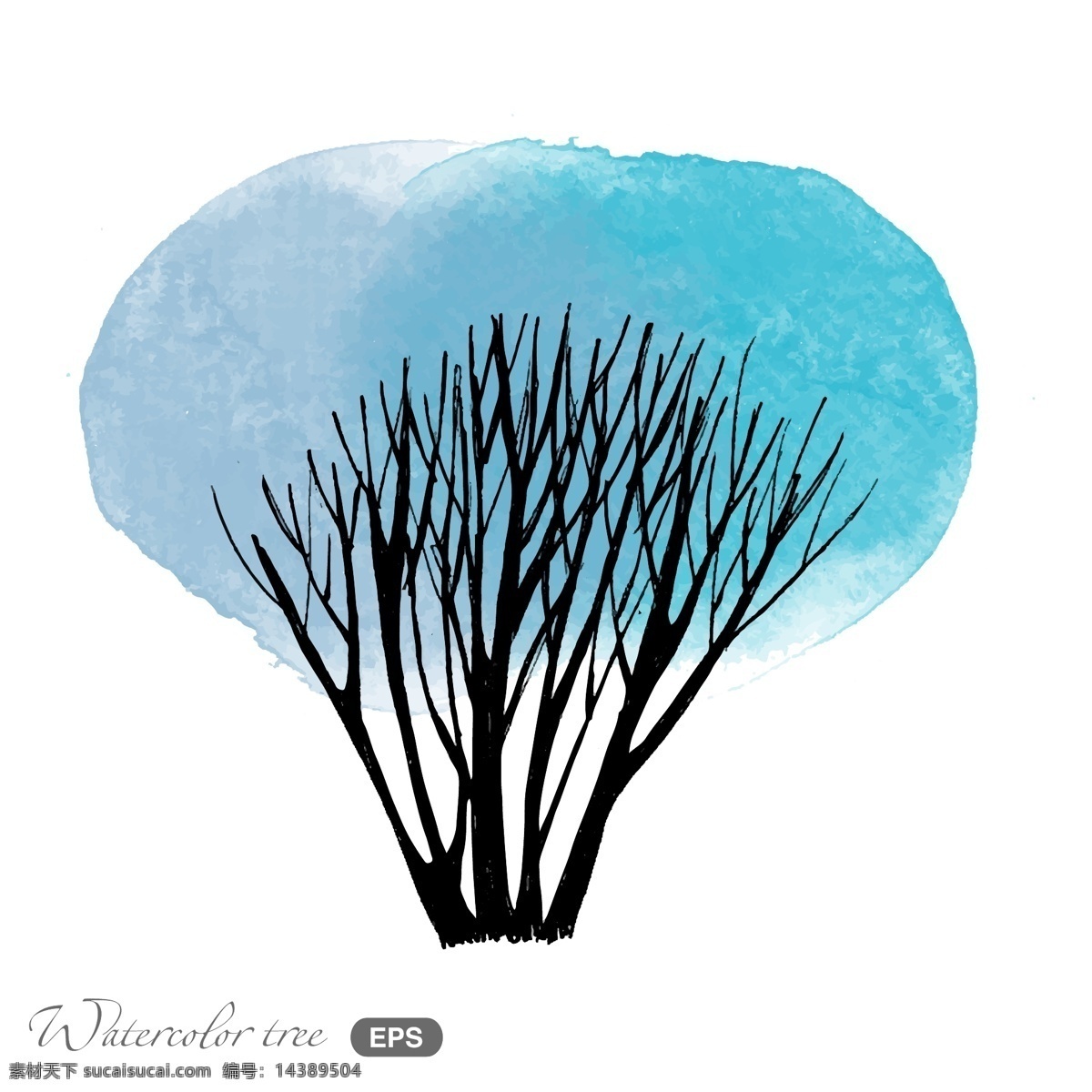梦幻 水彩 植物 树木 插画 卡通 小清新 装饰图案 绘画 装饰画
