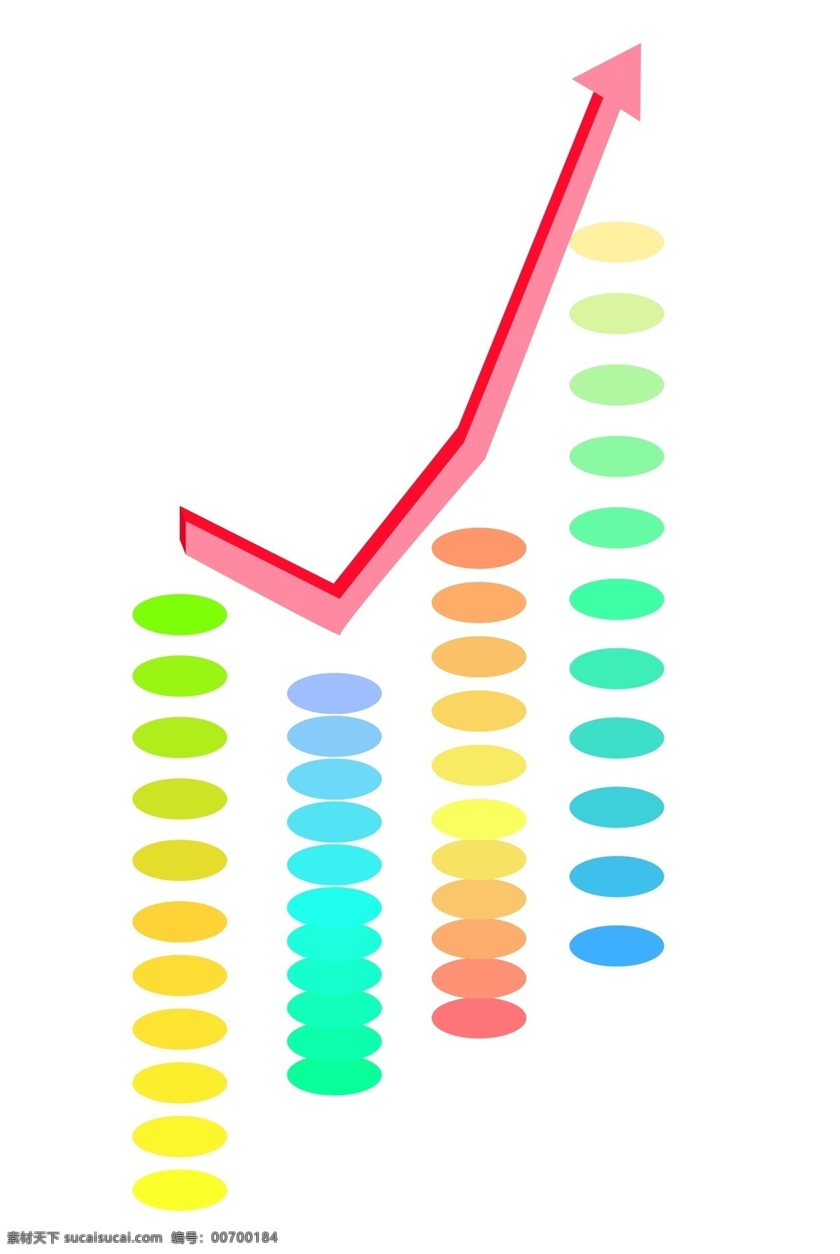 彩色 圆点 金融 理财 插图 圆点趋势图 上升趋势图 红色箭头 用户分析 销售额 数据 商务数据 装饰数据 卡通图案