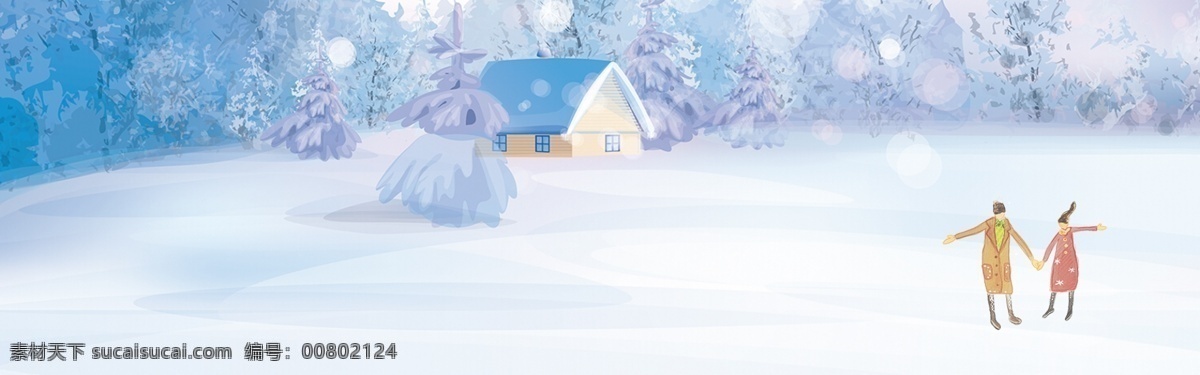 冬天 下雪天 立冬 banner 大雪 小雪 冬至 冬季 雪人 雪花 背景 雪 白色 蓝色