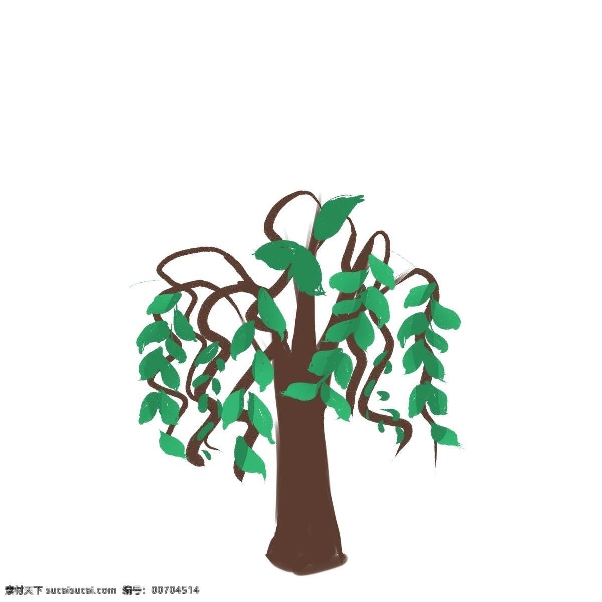 卡通 绿色 树木 创意 插画 卡通植物插画 绿色树叶 黑色的树干 创意植物 抽象植物插画 植物插画 植物