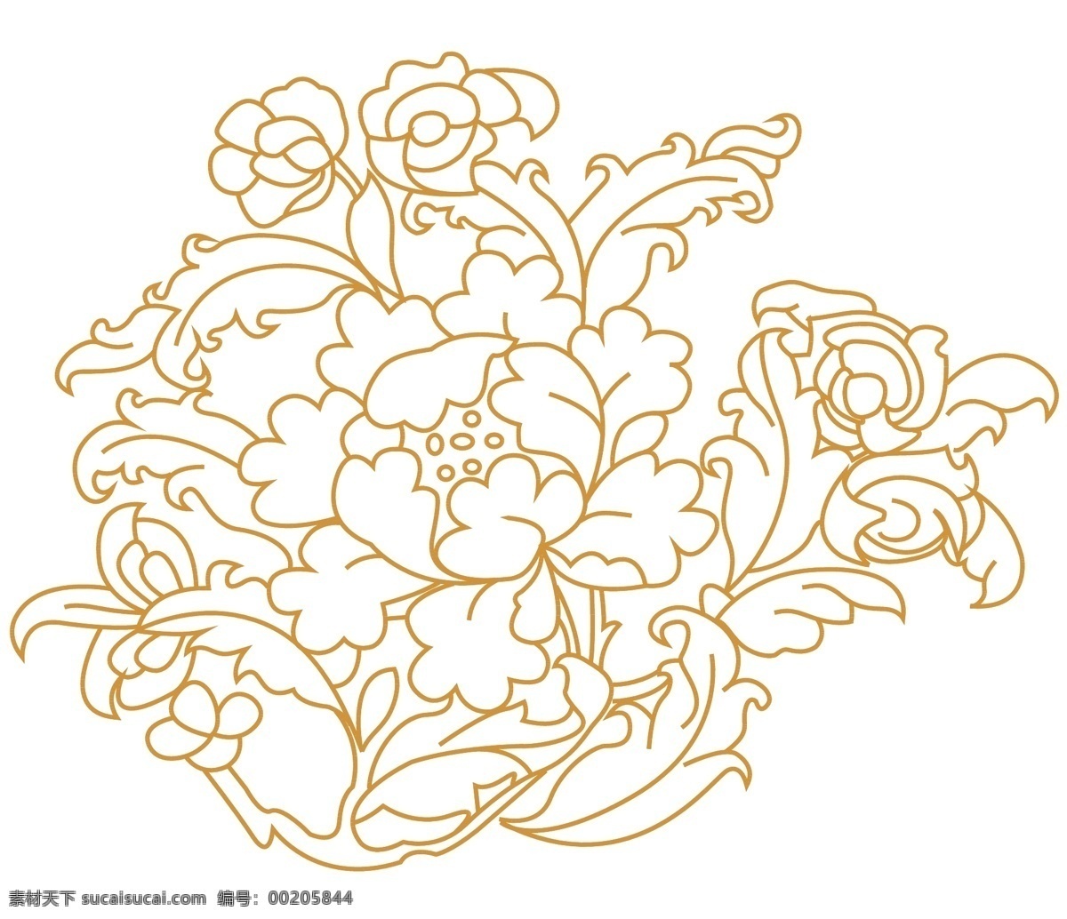 传统 花卉 牡丹 刺绣 纹样 白色