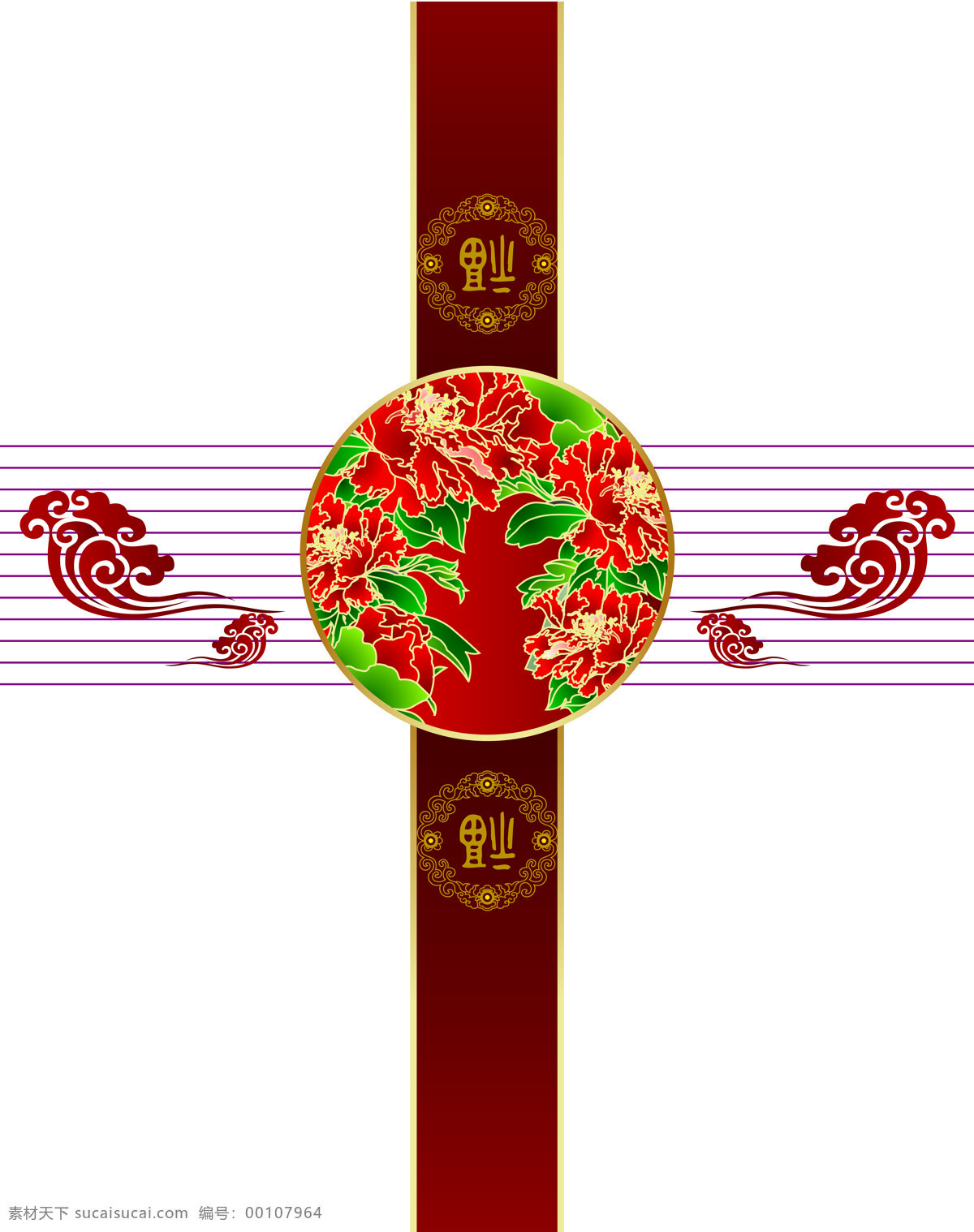 背景 底纹边框 横线 红色 花纹 牡丹 十字 富贵飘香 刺锈 圆盘 线条 祥云 移门图 移门图案 装饰素材