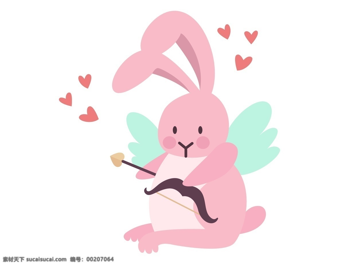 浪漫 唯美 粉色 小 兔子 元素 矢量 小兔子 ai元素 免扣元素