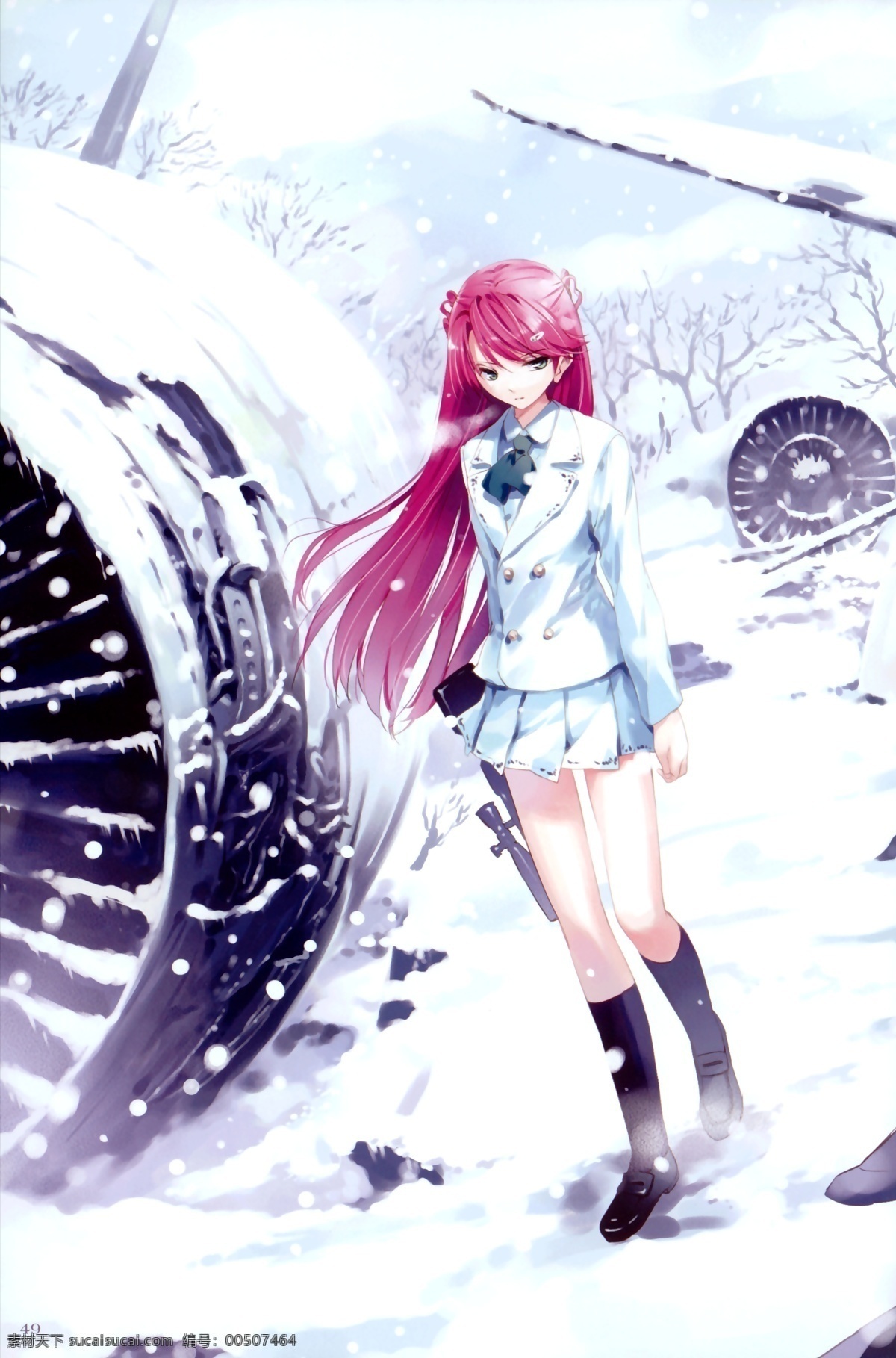 雪 中校 服 女生 动漫动画 动漫人物 科幻 日本 未来 武器 校服女生 校服 psd源文件