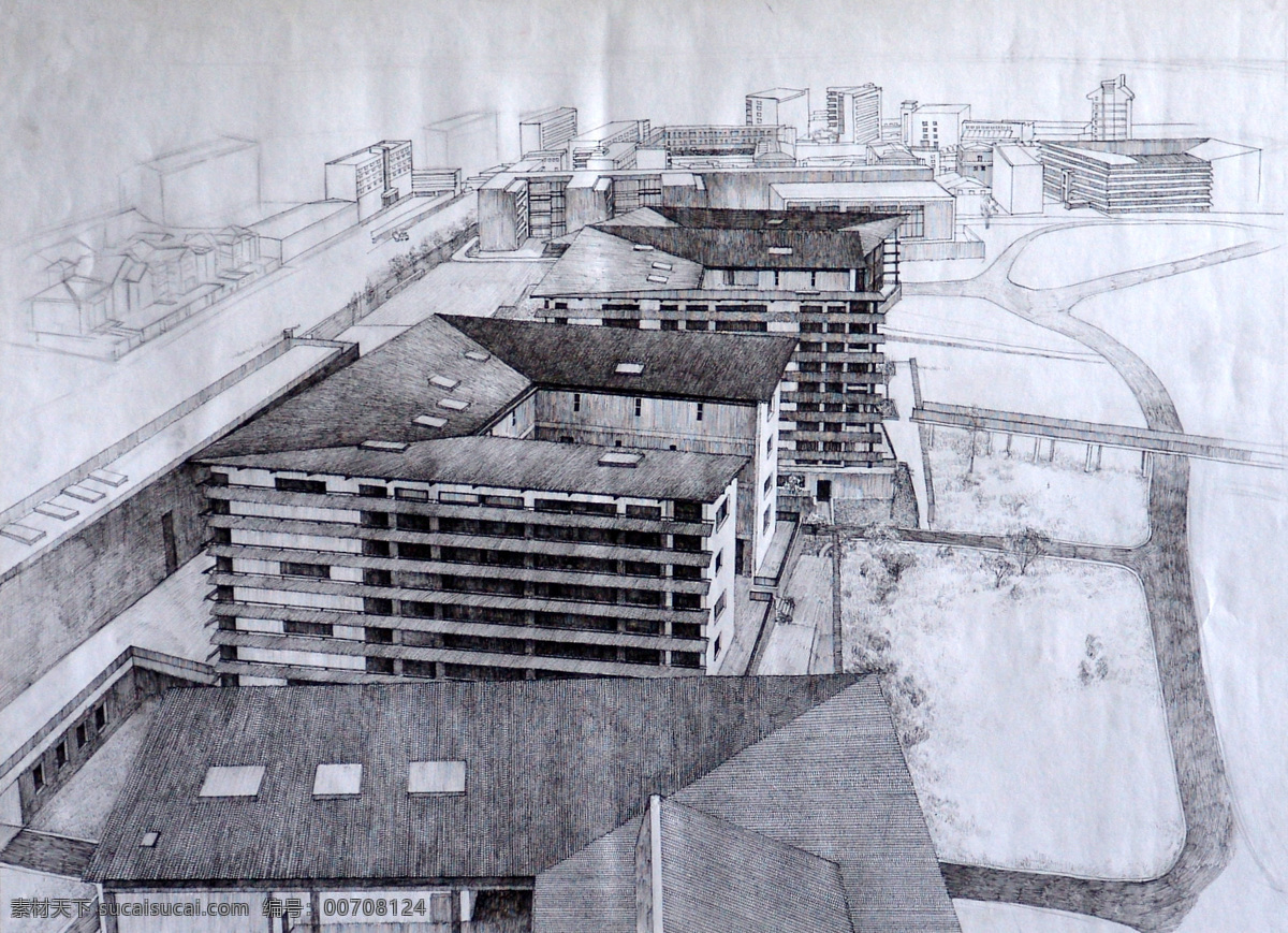 建筑素描 设计素材 风景专辑 素描速写 书画美术 灰色