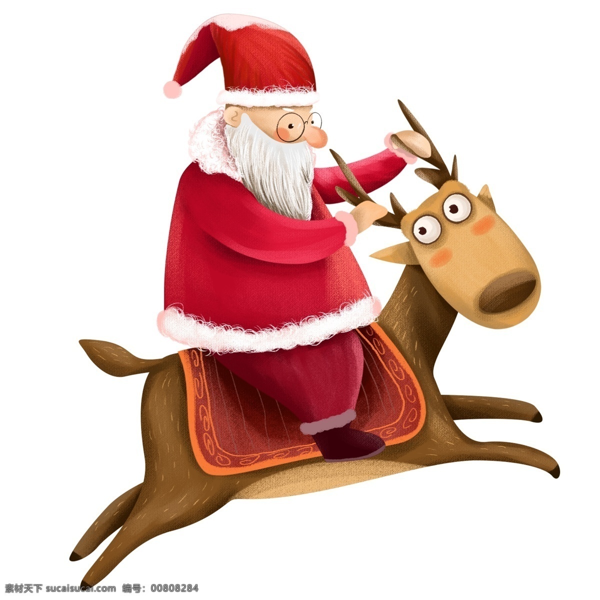 圣诞节 圣诞老人 插画 冬季 驯鹿 圣诞夜 圣诞节插画 卡通驯鹿 卡通圣诞老人