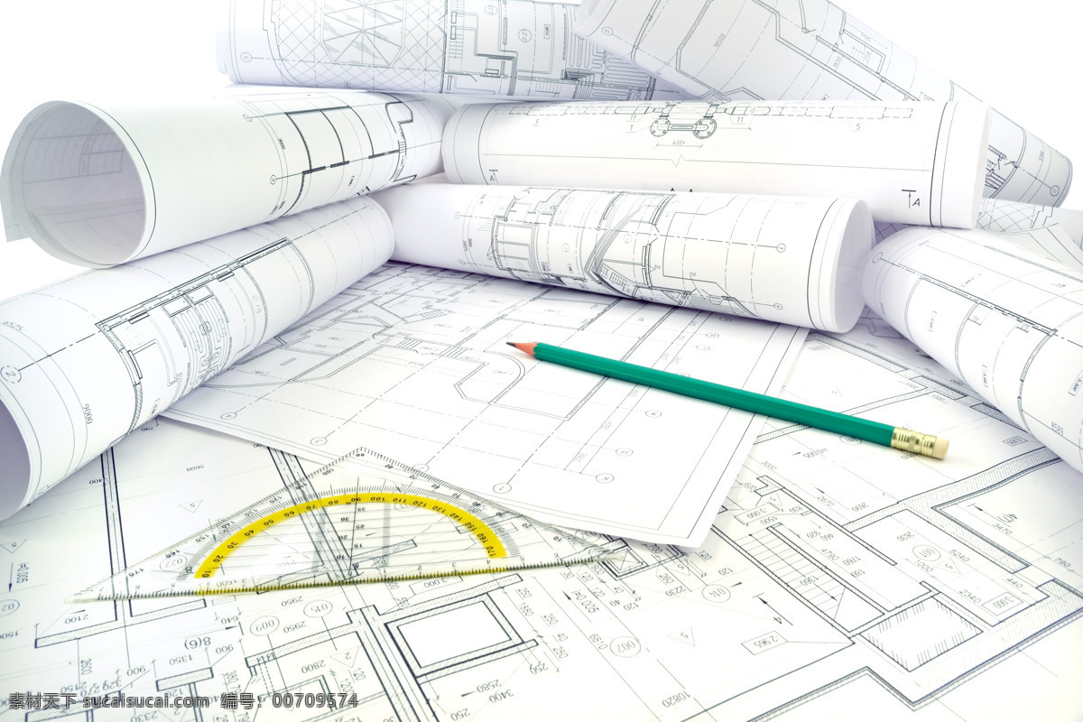 三角板 图纸 铅笔 制图工具 平面图 设计图 建筑设计图 建筑设计 环境家居