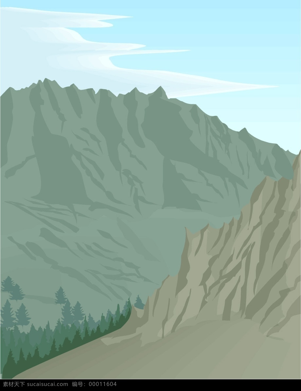 高山与山林 其他矢量 矢量素材 自然风景插画 矢量图库