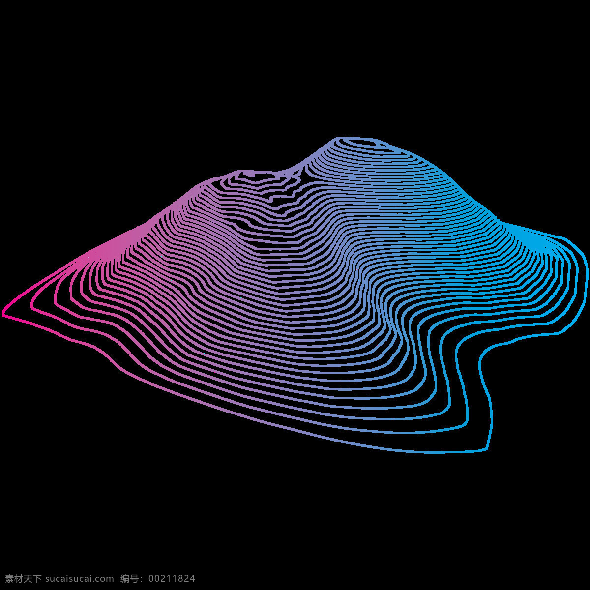 渐变 线条 弯曲 元素 png元素 科技 蓝色 免抠元素 透明元素 线条形状 紫色