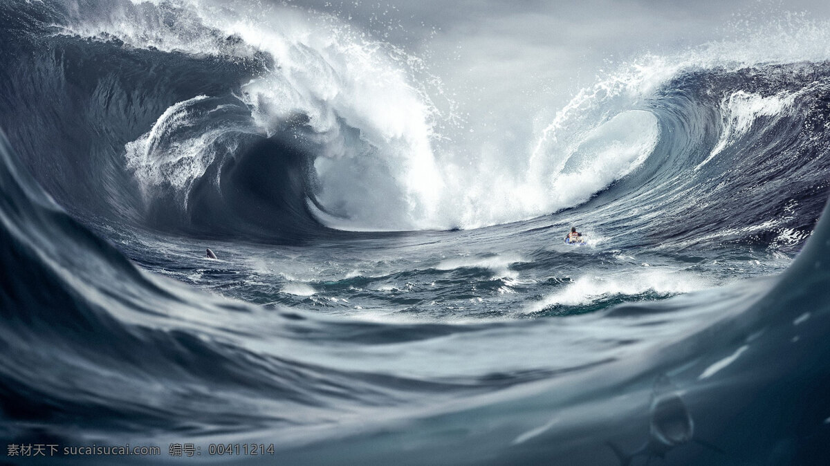冲浪 海啸 大海 龙卷风 汪洋大海 自然景观 科技动漫 动漫动画 风景漫画