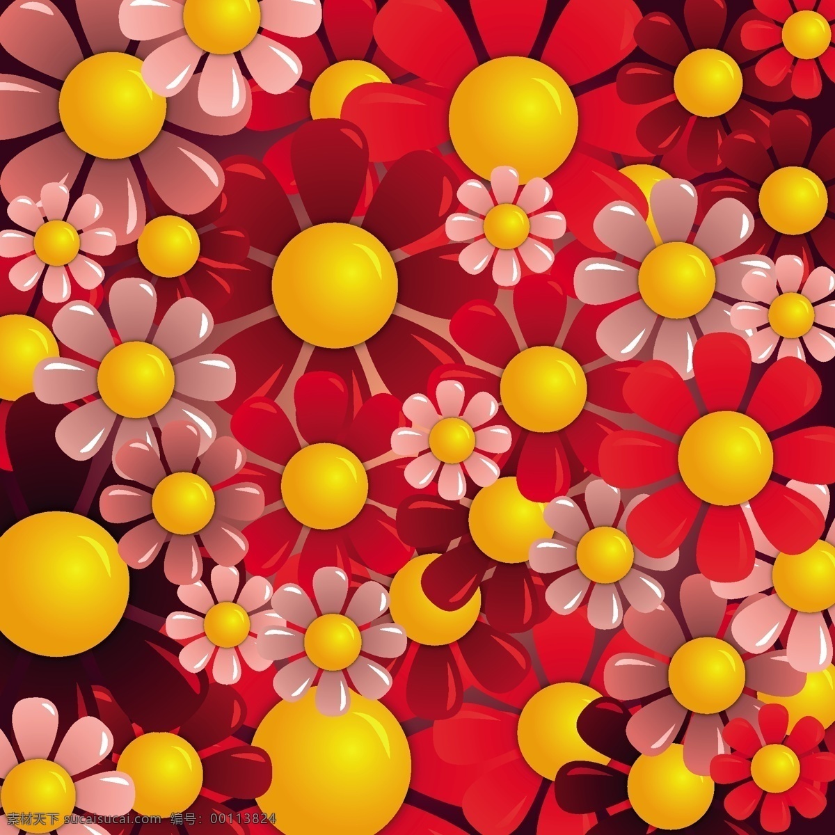 炫彩 缤纷 花朵 背景 矢量 缤纷花朵 波浪线条 潮流花纹 花瓣 炫彩背景 绚丽背景 金黄花蕾 矢量图 其他矢量图