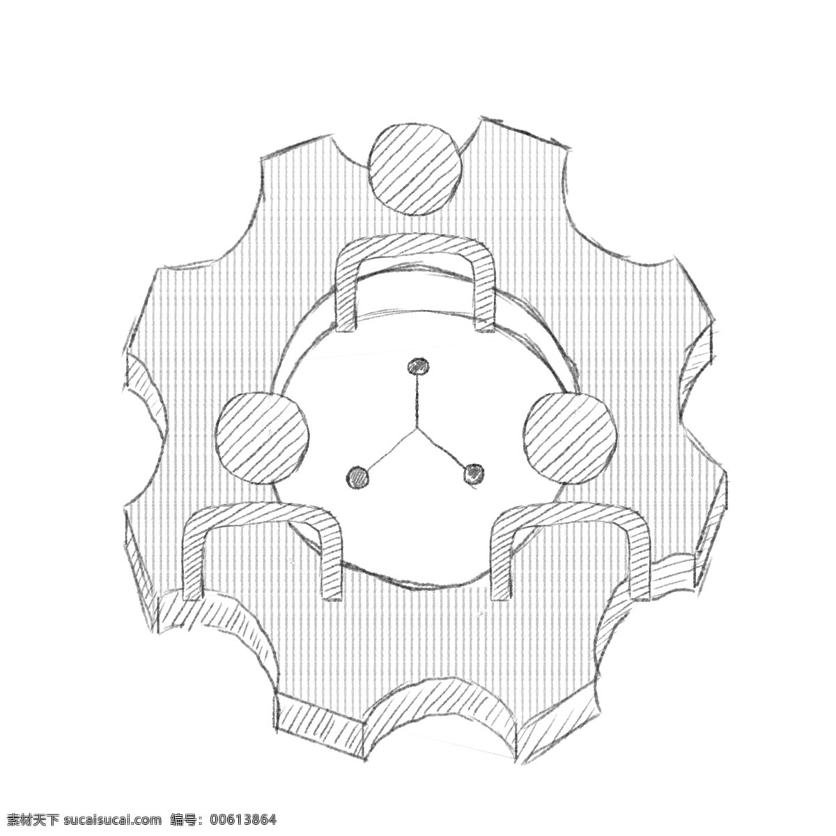 黑白 线描 商务 运转 齿轮 ppt配图 科技 办公 插画 手绘 黑色 齿轮联合 办公配图