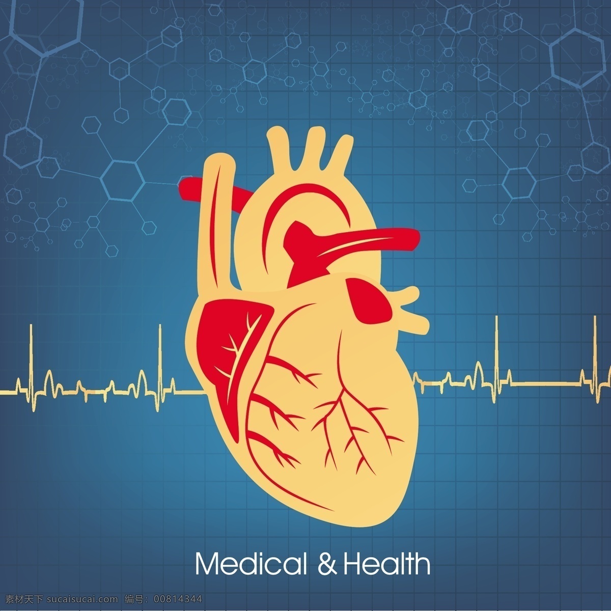 心脏背景 心脏 背景 模板下载 心电图 医学 医疗 医疗主题 医疗保健 行业标志 标志图标 矢量素材 黄色
