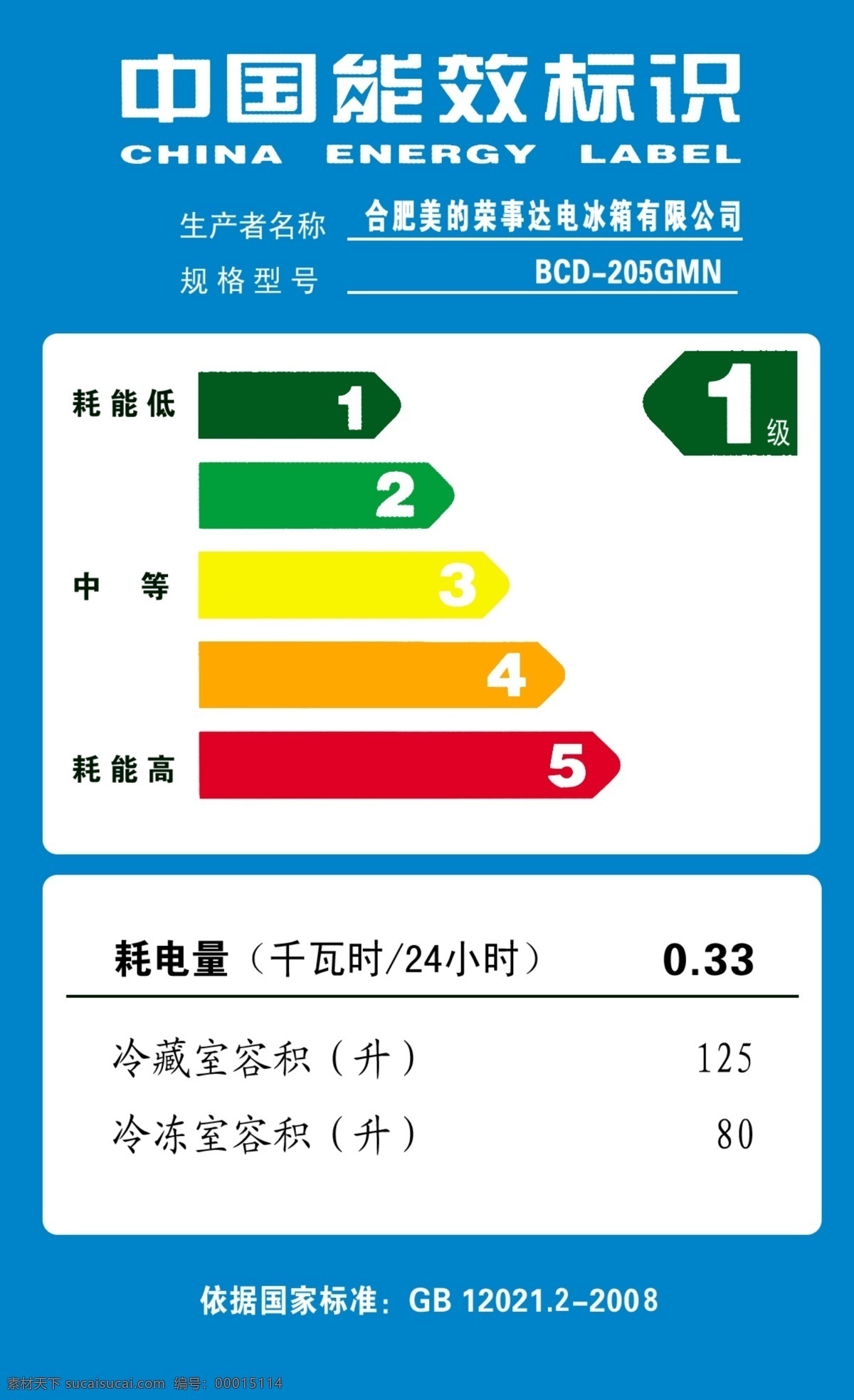 中国 能效 标识 模板 等级 能效标识 一级 耗电量 psd源文件