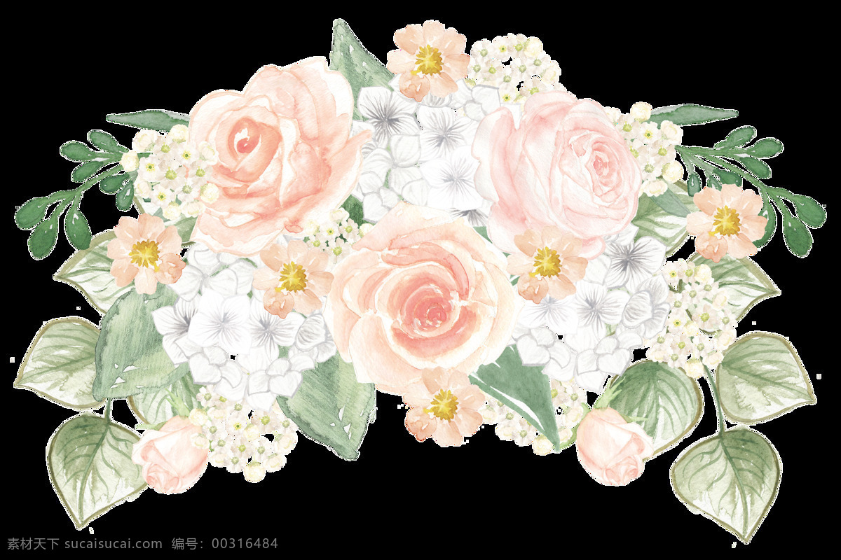 高贵 淡 色系 花卉 卡通 透明 淡色系 抠图专用 装饰 设计素材