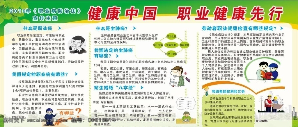 职业病防治法 职业病 健康中国 职业健康 展板 2016 展板模板