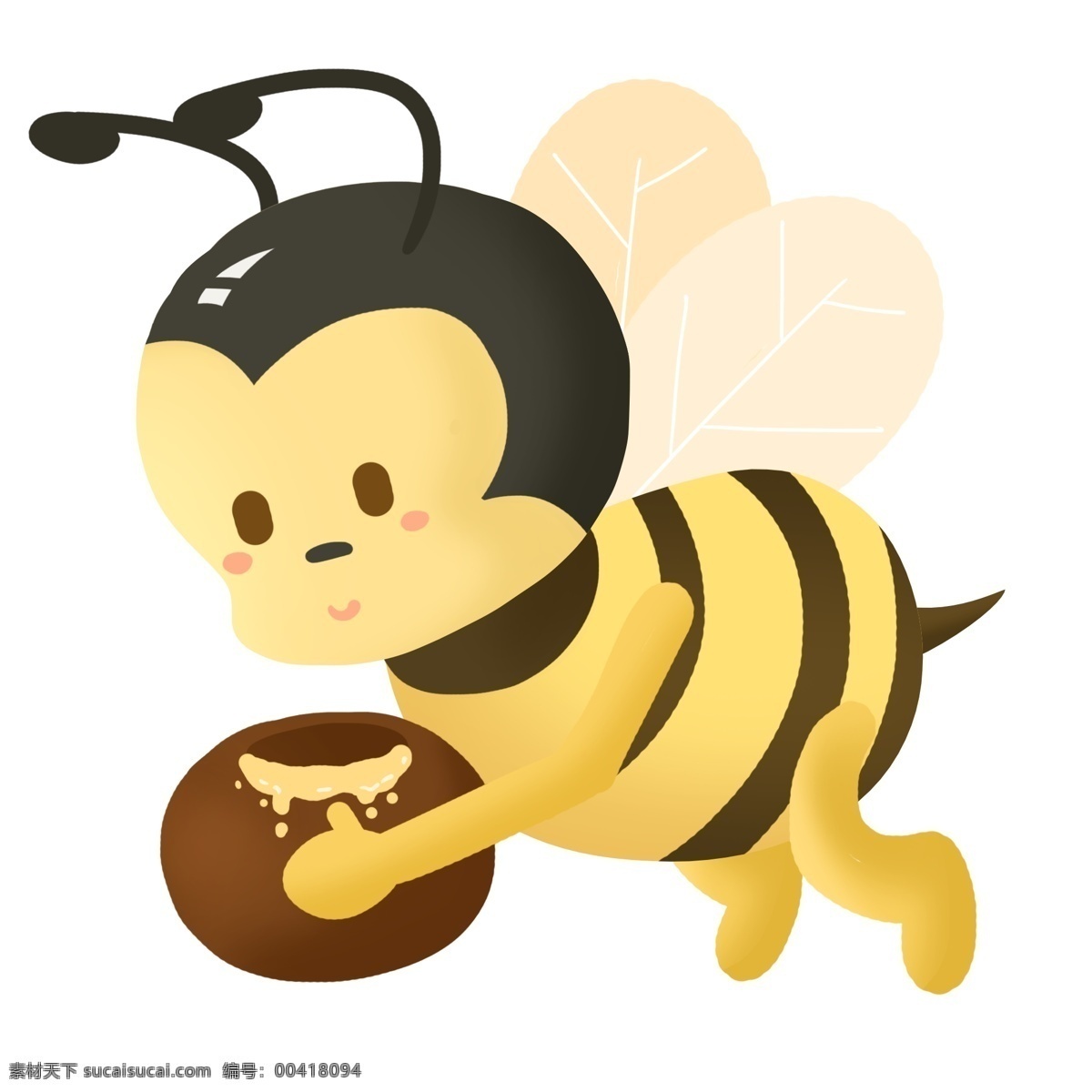 q 版 蜜蜂 免 抠 卡通蜜蜂 q版 萌系 可爱 儿童画 花蜜 采花蜜 翅膀鲜艳 原创手绘 飞翔 蜂蜜 蜜罐