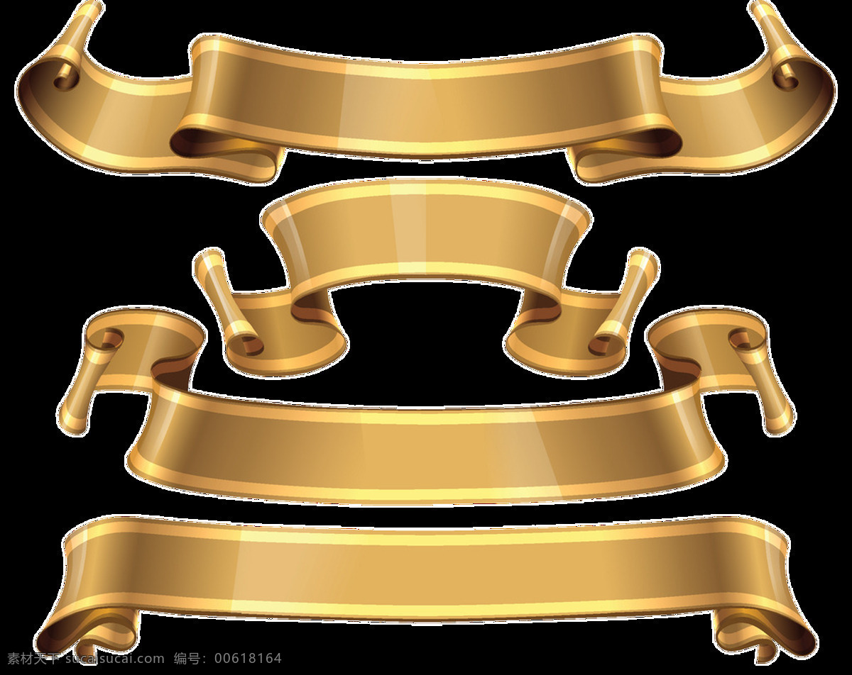 金色 缎带 透明 免扣 抠图专用 装饰 设计素材 淘宝素材 海报设计装饰 装饰图案