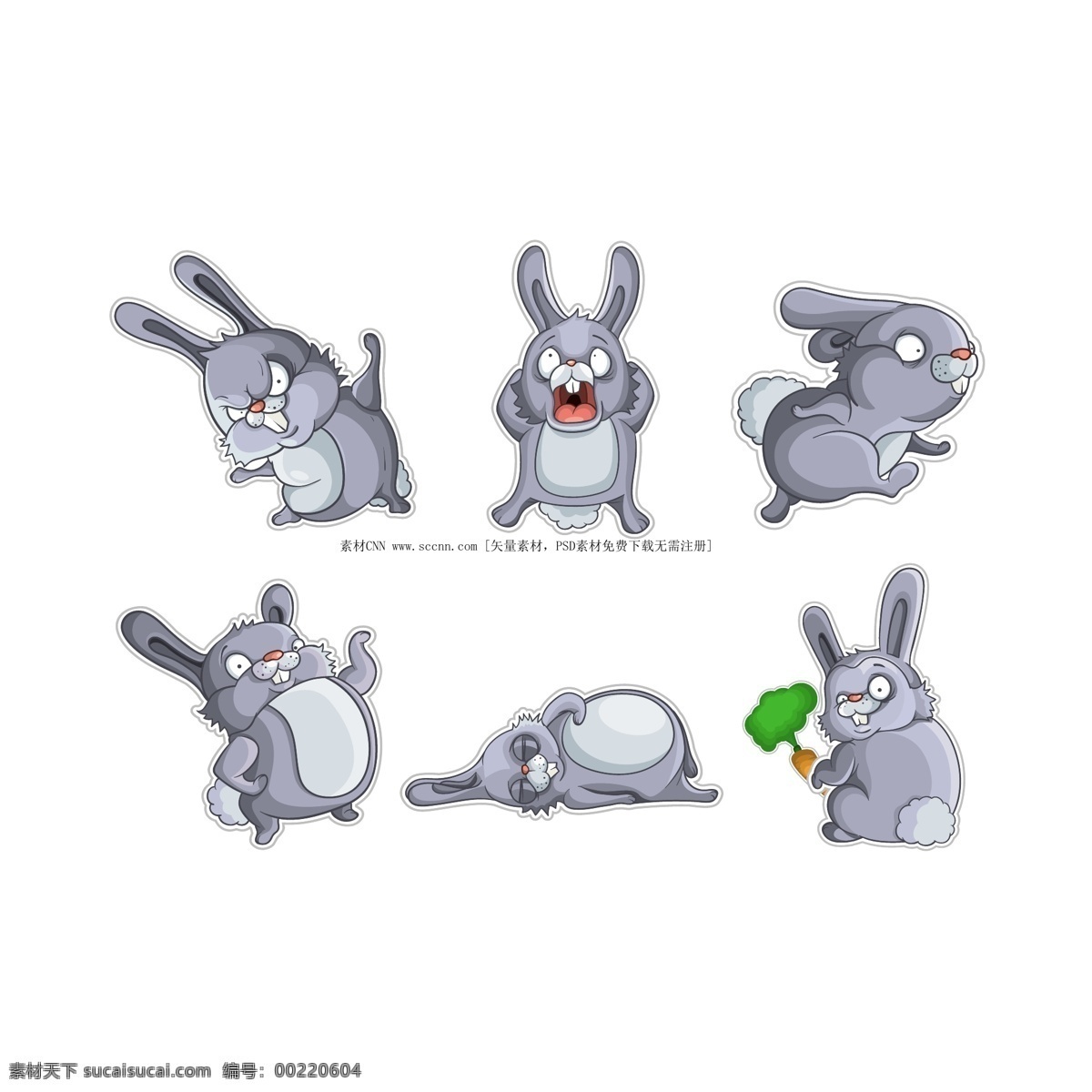 可爱 的卡 通 小 兔子 灰色 卡通动物 可爱的卡通 卡通 矢量 矢量图 其他矢量图