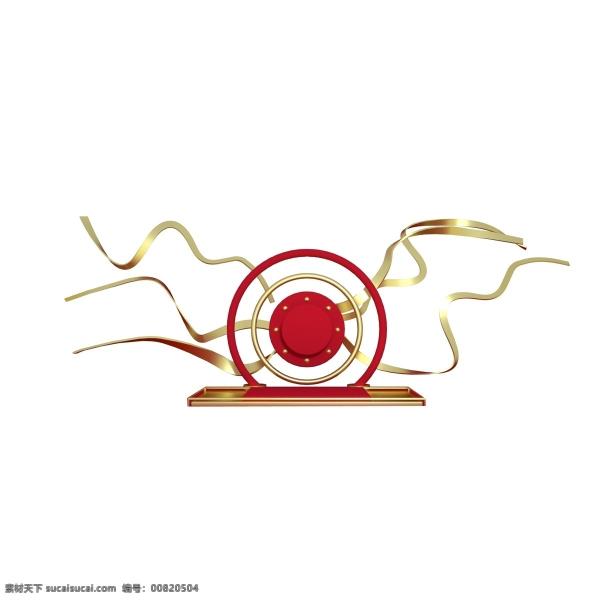 彩色 创意 圆环 电商 元素 圆弧 纹理 活动 绸子 传统 风光 舞台 吉祥 如意 卡通插画 庆祝 金色