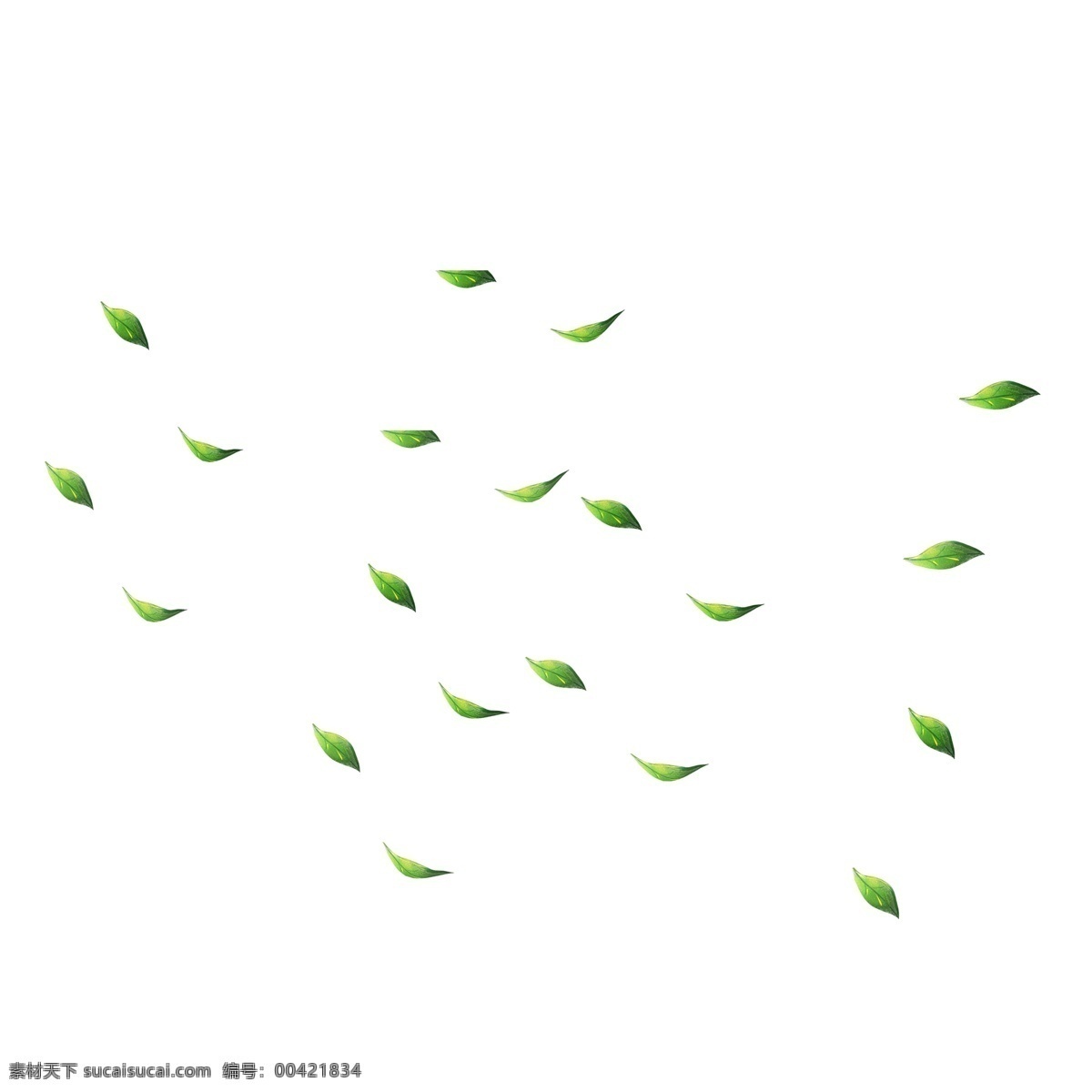 绿色植物 漂浮 植物 树叶 元素 绿色 自然 纹理 环境 氛围 光泽 生长 卡通插画 可爱 环境保护 春季 季节