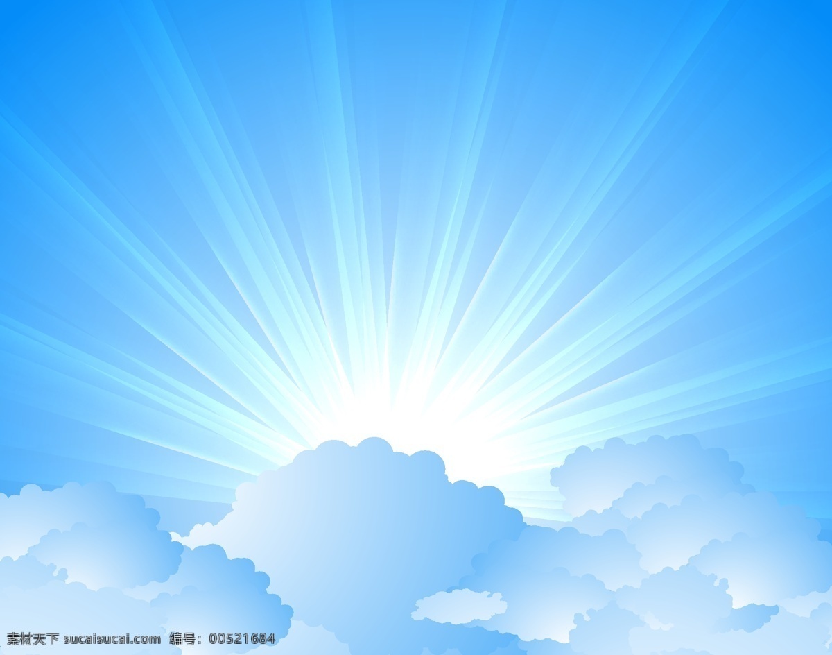 炫蓝天空 矢量 放射光束 蓝色天空 蓝天白云 文本背景 炫蓝背景 矢量图 花纹花边