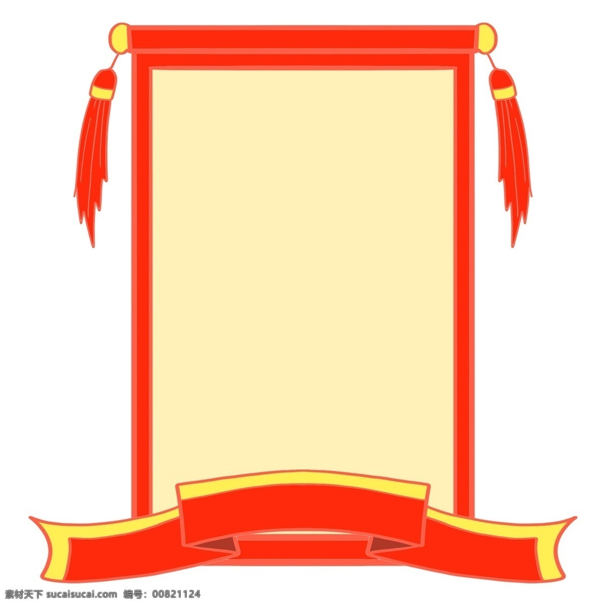 手绘 红色 新年 边框 红丝带 手绘边框 插图 丝带边框 红色边框 边框插画 新年边框