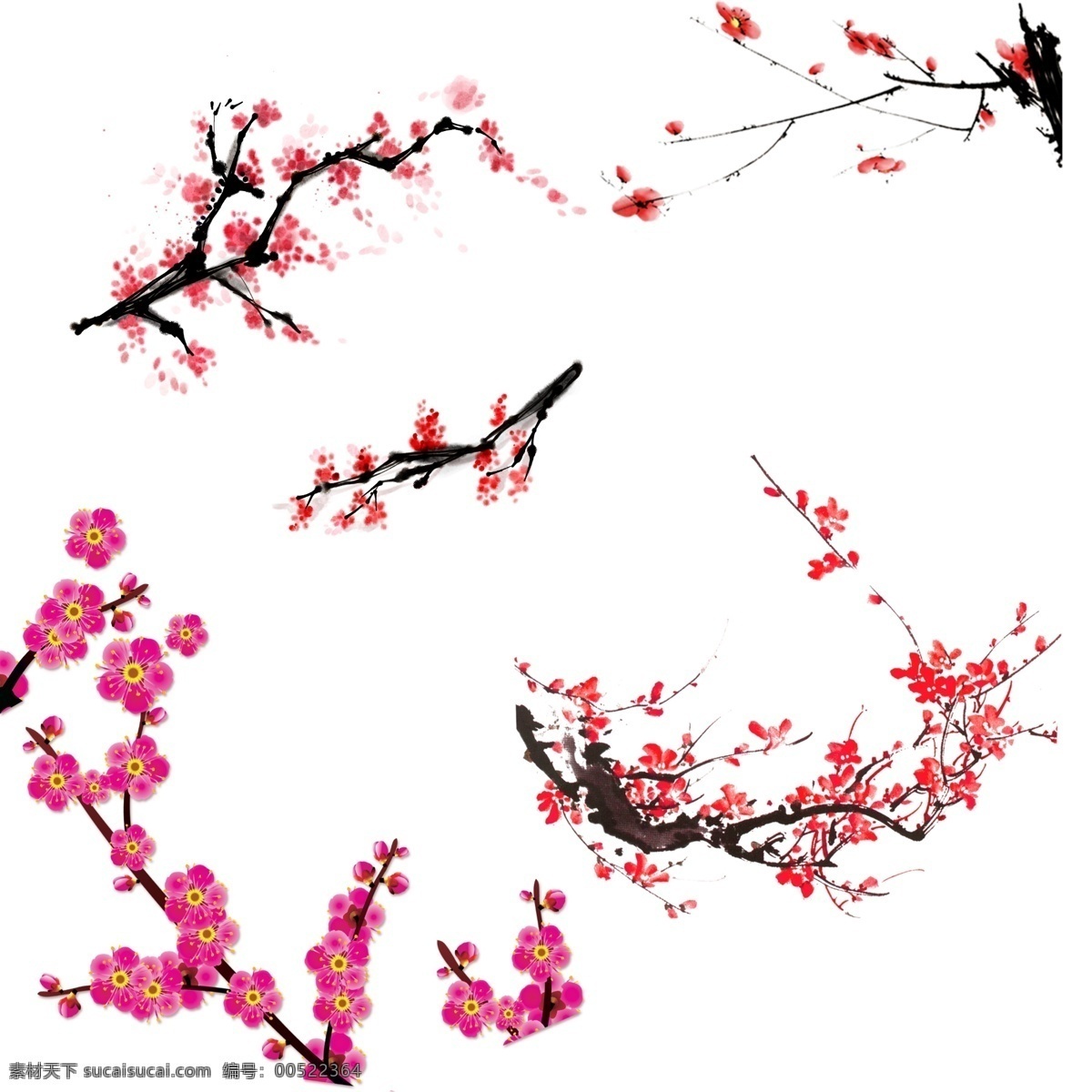 水墨梅花 梅花 梅花素材下载 梅花模板下载 梅花素材 国画 国画梅花 梅花大全 梅花集合 梅花打包 经典国画梅花 分层