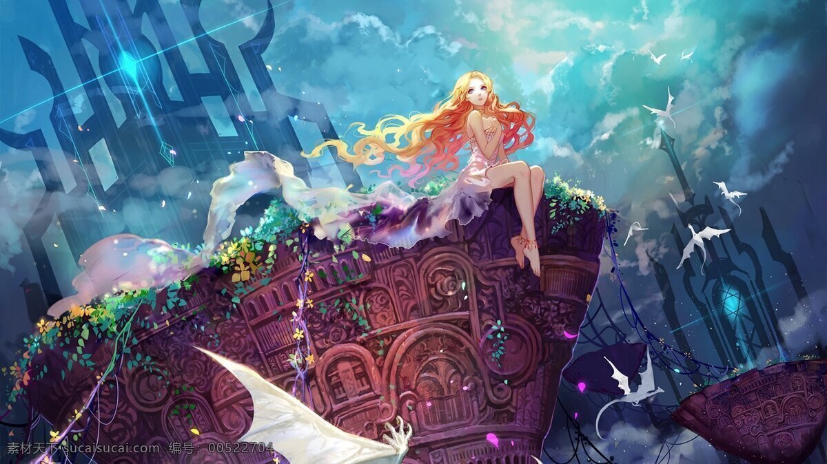 卡通 女孩 船 龙 天空 云 明日香 动漫 可爱
