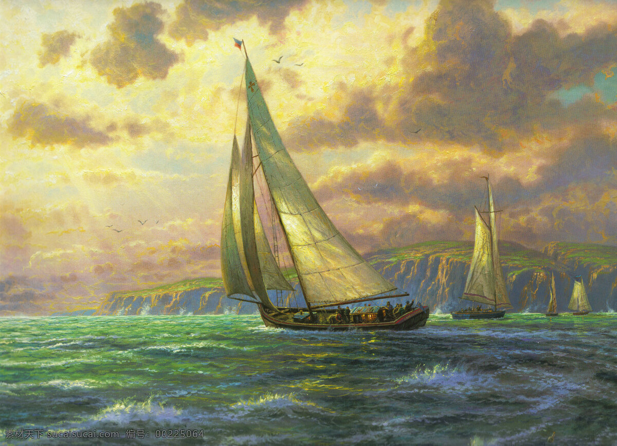 托马斯 高清 风景 油画 帆船 海景 文化艺术 绘画书法