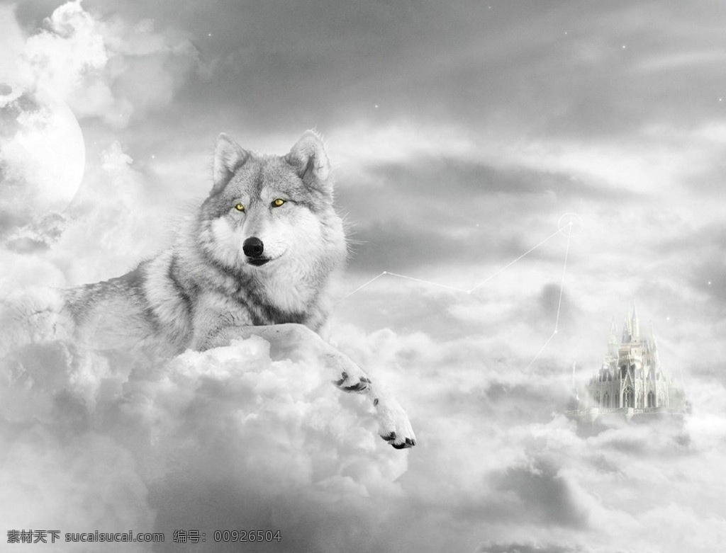 狼 云层 灰色 狼道 狼图腾 云 天空 生物世界