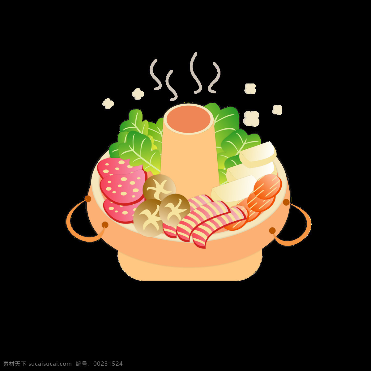 冬季 美食 卡通 可爱 火锅 元素 卡通可爱 节日 元素设计 肉菜 大餐 热腾腾