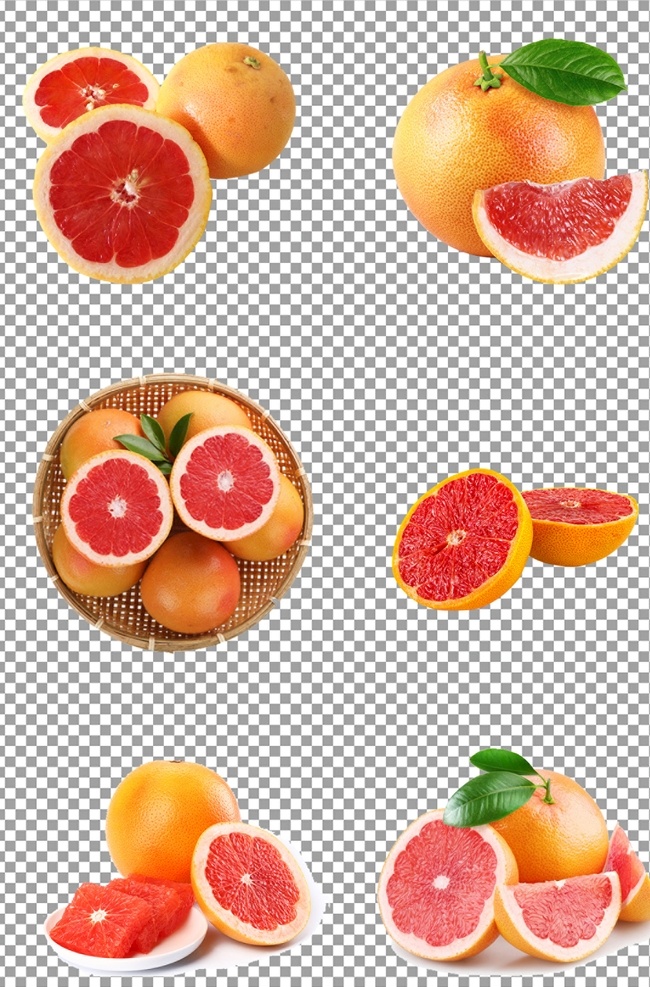 红心 蜜 柚子 新鲜 水果 西柚 进口 蜜柚子 免抠 无背景 免抠图 抠图 元素 透明 通道 png免抠图 分层