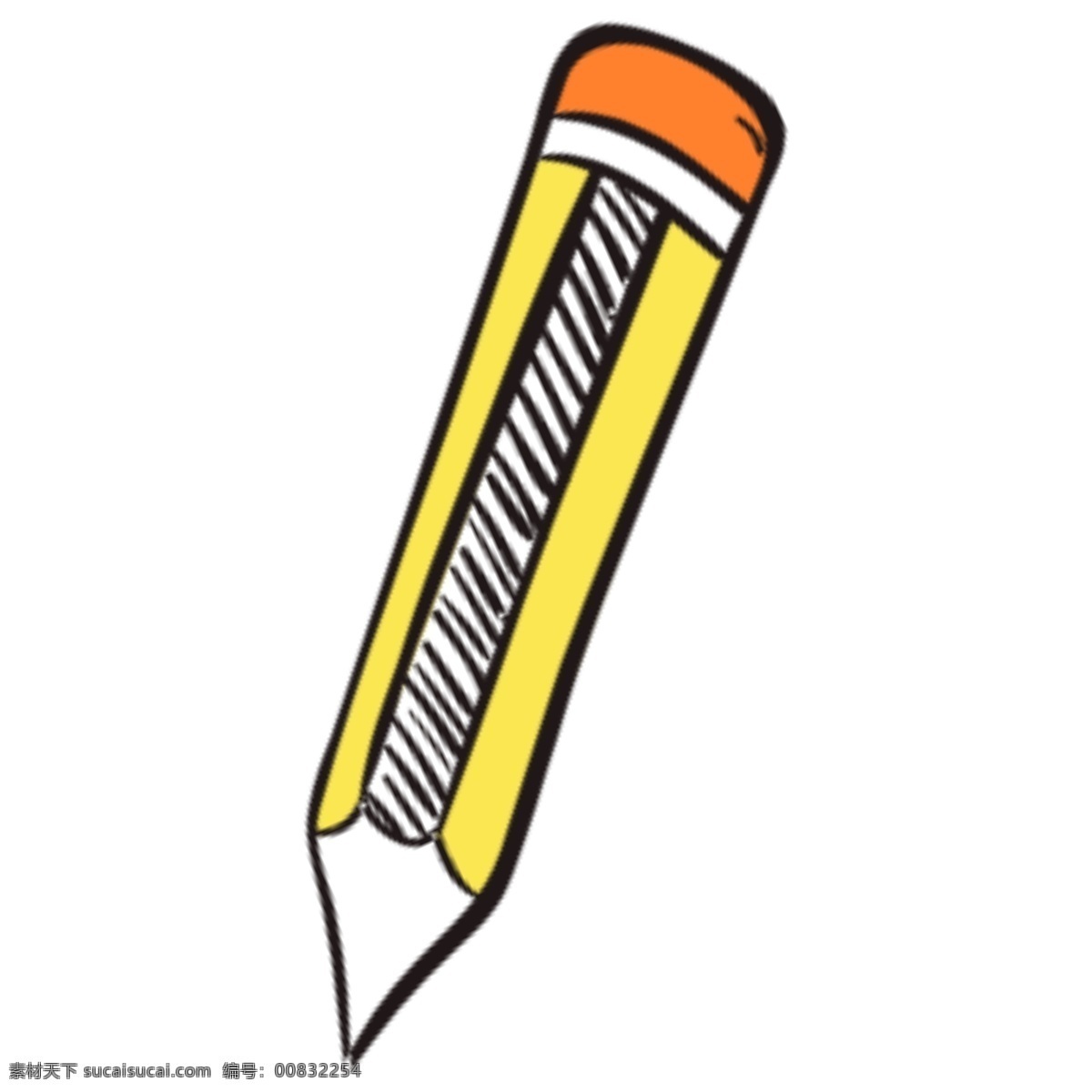 黄色 黑色 白色 橙色 橘黄色 铅笔 手写 橡皮 笔 学生 学习用品 学习 办公 手绘 简约 简笔画