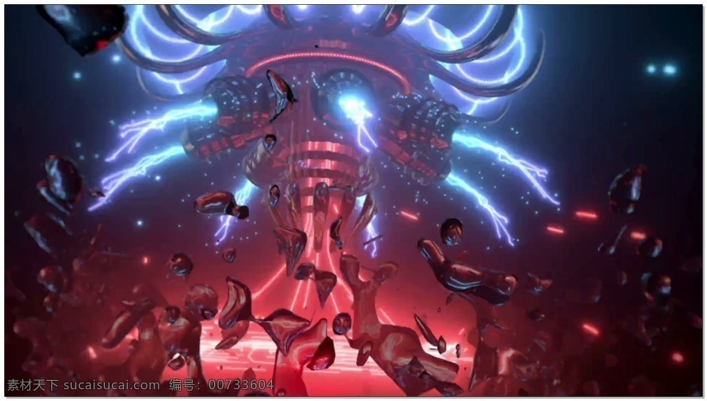 光芒 动态 视频 魔法城堡 蓝色 红色 树木 视频素材 动态视频素材