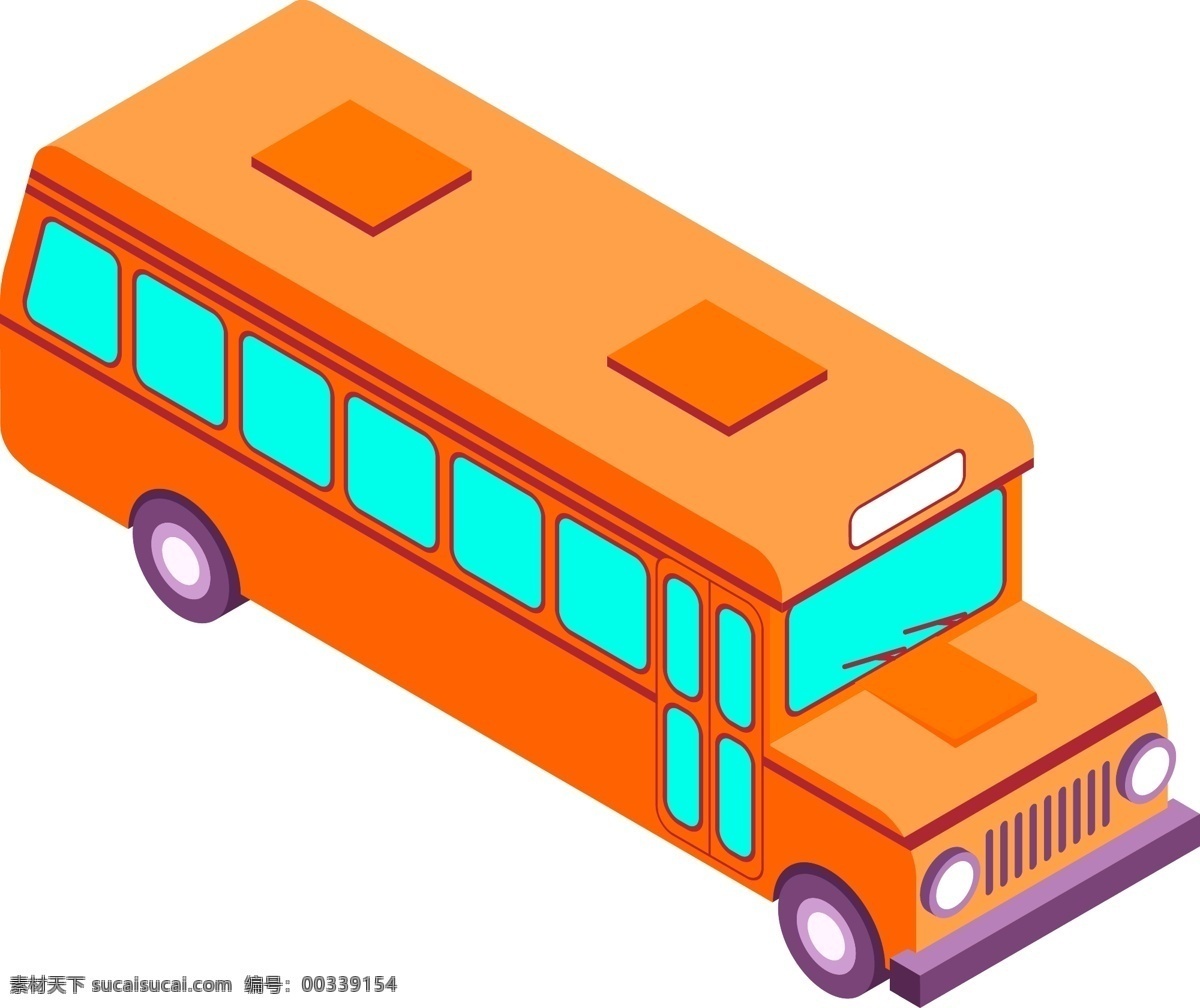d 风格 校车 元素 商用 城市 生活 立体 未来 汽车 2.5d 空间 三维 班车 巴士