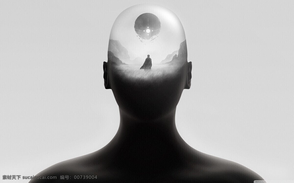 大脑 人类 世界 幻想 科学 人物图库