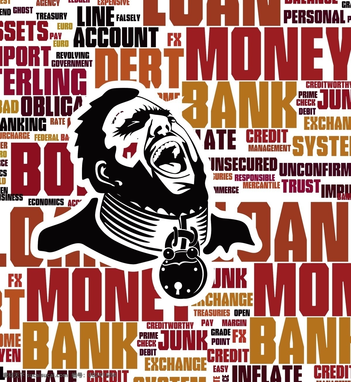 债务 陷阱 矢量 插图 银行 信用 贷款 钱 奴隶