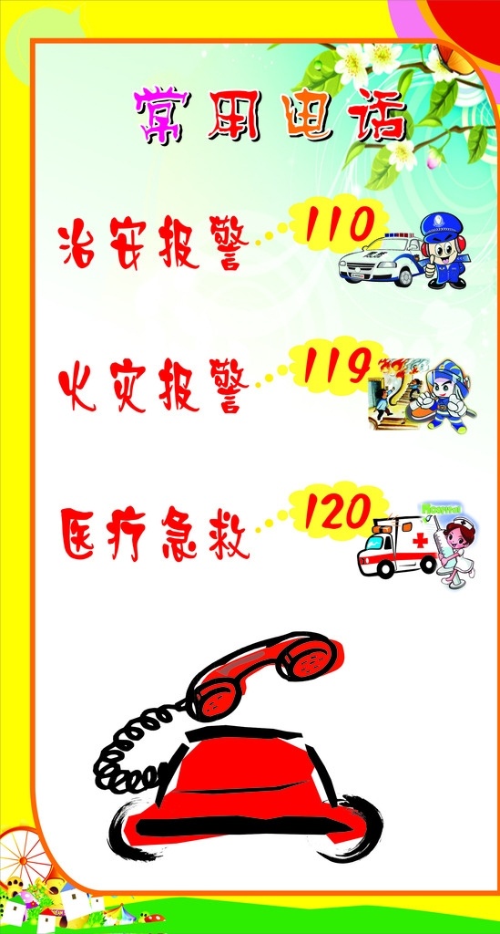 急救电话 常用电话 电话 急救卡通图片 cdr矢量图 标志图案