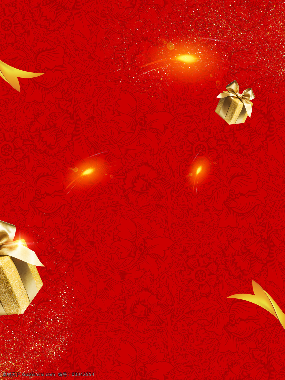 红色 炫 光 玫瑰 质感 新年 背景 金色 礼盒 礼物 玫瑰花 喜庆 炫光