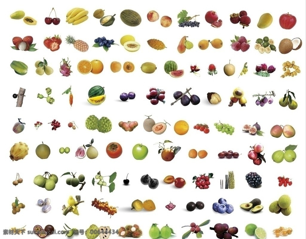 百 种 水果 分层 百种水果 水果分层素材 各种水果 水果集 超全水果素材 源文件