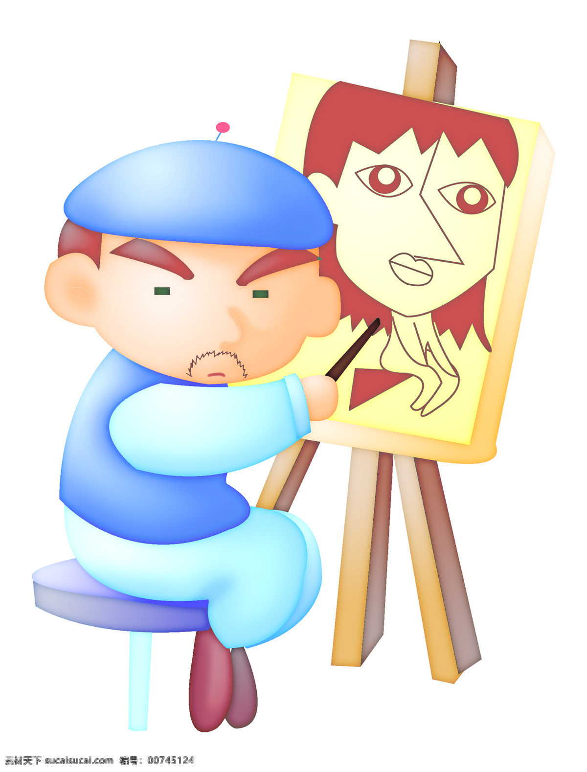 画画 卡通人 卡通插画 画画卡通人 卡 伊 喷画 画画手绘图片 卡通 人物 文化艺术