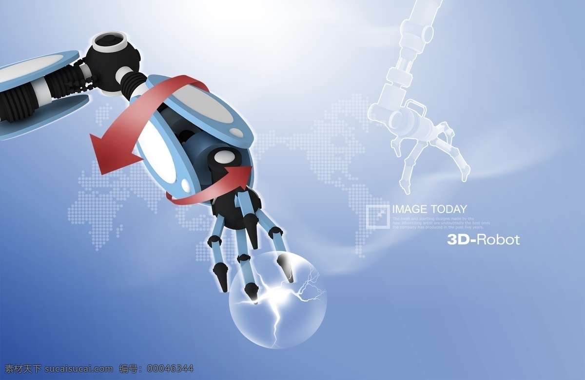 机器 手臂 红色 箭头 分层 缠绕 创意设计 韩国素材 科技 商务 商业 世界地图 机器手臂 格子地图 方块地图 psd源文件