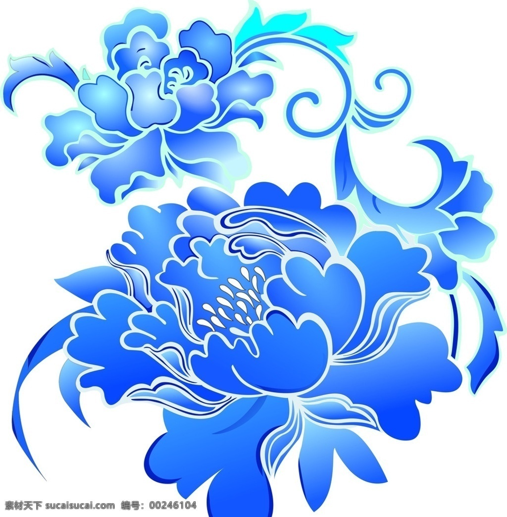 花 古典花 花朵 矢量花 鲜艳的花 背景花 鲜花 花纹 蓝色花 底纹边框 花边花纹