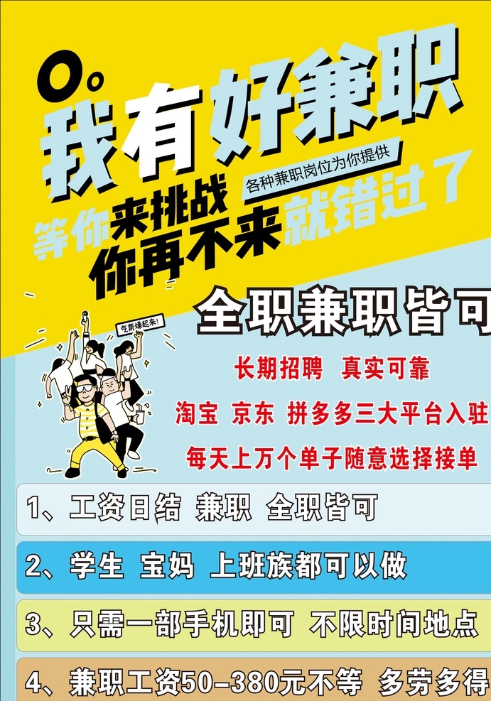 兼职全职招聘 全职兼职招聘 招聘广告 诚招兼职海报 兼职招聘海报 学生兼职