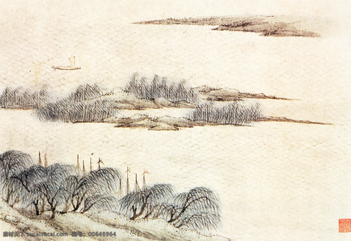 枝叶 婆娑 风景 古典 古画 山水 山水画 枝叶婆娑 中华传世国画 中国画艺术 装饰素材 室内装饰用图