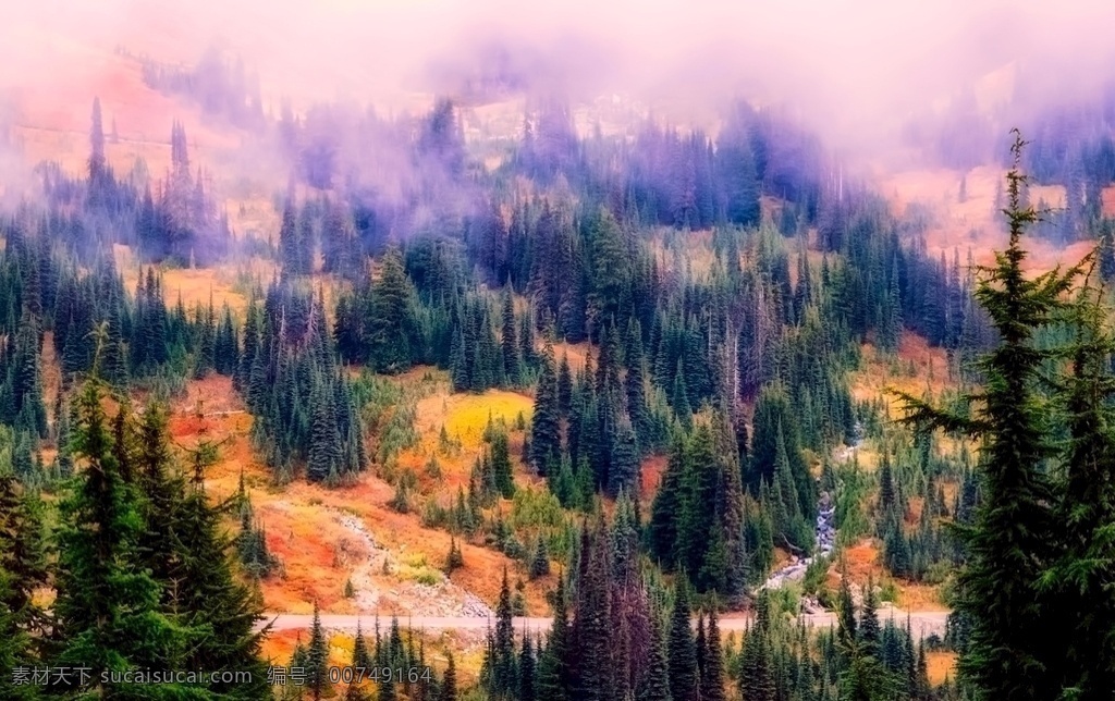 山林风景 山林 树木 大山 日暮 云海 烟雾 多娇江山 自然景观 自然风景