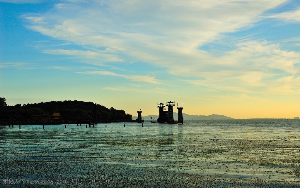 三国水寨 水寨 三国城 晚霞 太湖 无锡 自然风景 自然景观